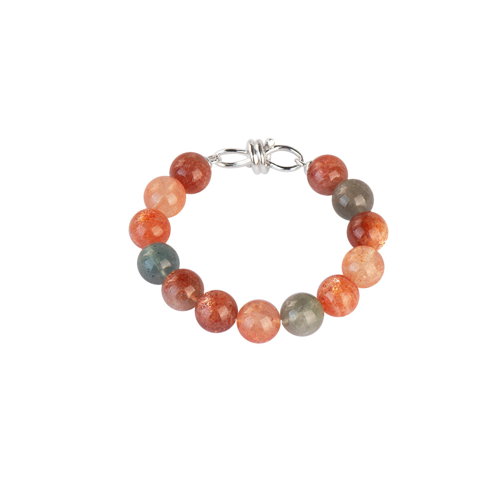 12mm Pure Arusha Sunstone Stylish Clasp Beads Bracelet