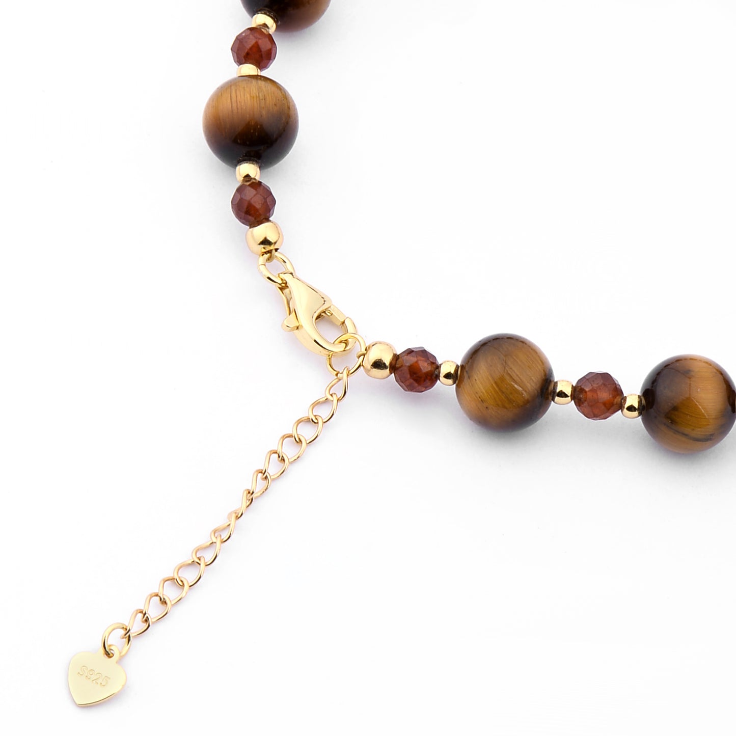 8MM Round Glossy Tiger Eye Garnet Bracelet