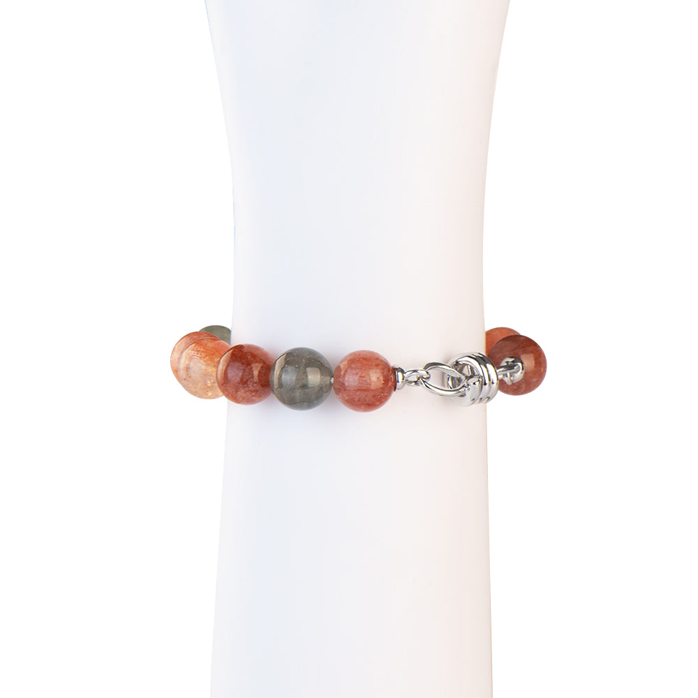 12mm Pure Arusha Sunstone Stylish Clasp Beads Bracelet