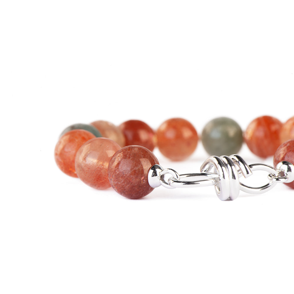 12mm Pure Arusha Sunstone Stylish Clasp Beads Bracelet