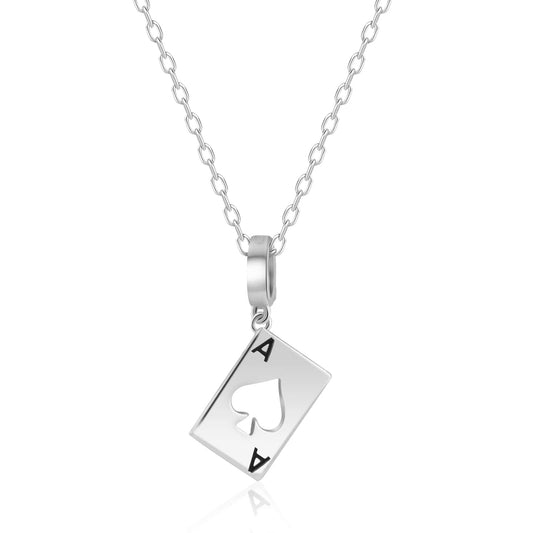 S925 Silver Charming Pendant Necklace Stylish Poker Desgin Jewelry Gift for Her