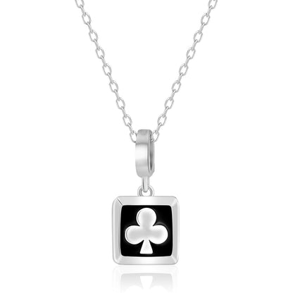 S925 Silver Poker Club Pendant Necklace Charming Removable Pendant Jewelry Gift