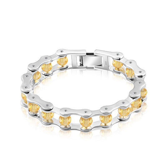 November Citrine Mini bike chain bracelet