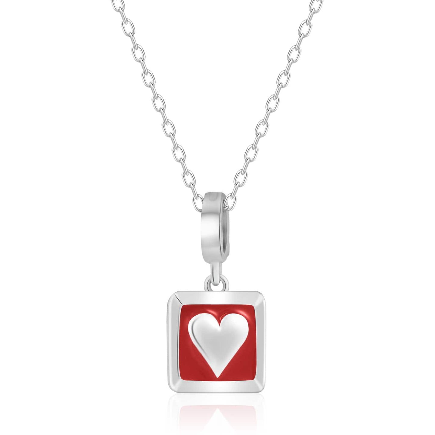 S925 Silver Poker Heart Pendant Necklace Charming Removable Pendant Jewelry Gift