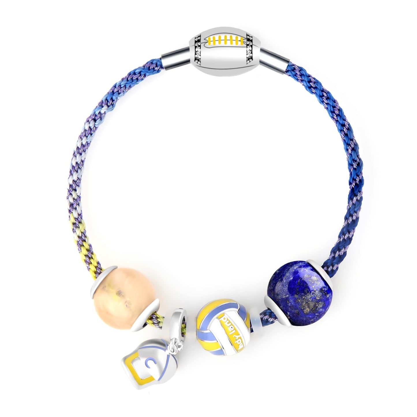 Stylish Sports Bracelet Natural Morganite and Lapis Lazuli Crystal Jewelry