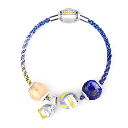 Stylish Sports Bracelet Natural Morganite and Lapis Lazuli Crystal Jewelry