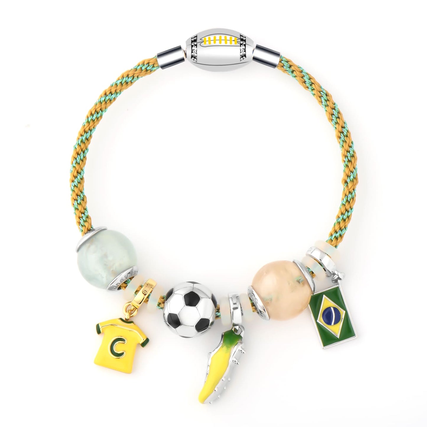 Charming Soccer Themed Crystal Natural Morganite Bracelet