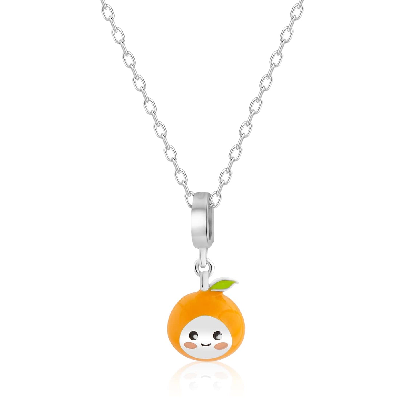 S925 Silver Charming Pendant Necklace Stylish Orange Desgin Jewelry Gift for Her