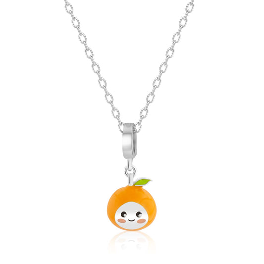 S925 Silver Charming Pendant Necklace Stylish Orange Desgin Jewelry Gift for Her