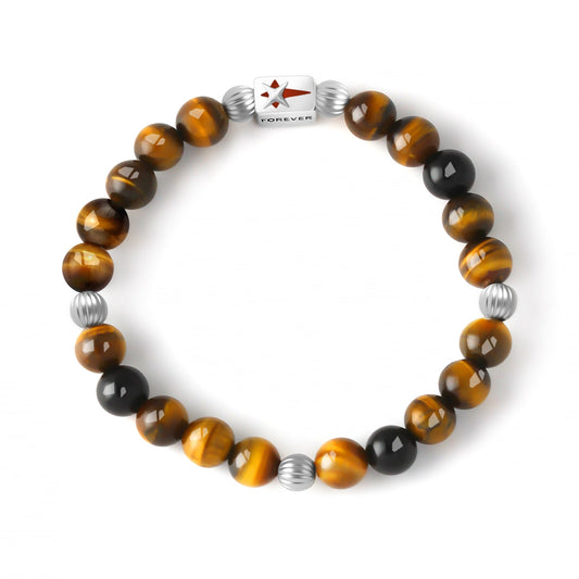 Tiger Eye and Black Agate 8mm Beaded Grade A+ Genuine Gemstone Bracelet, Men's Bracelet, 8 Inch Bracelet, Protection Bracelet