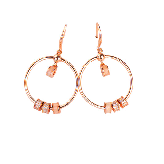 Rose Gold Plated Time Wheel Earrings