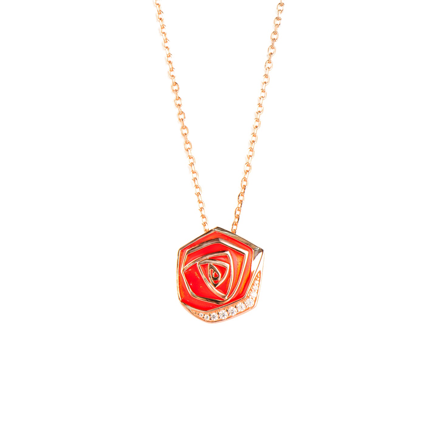 Red Rose 925 Sliver Plated 18k Gold Pendant Necklace