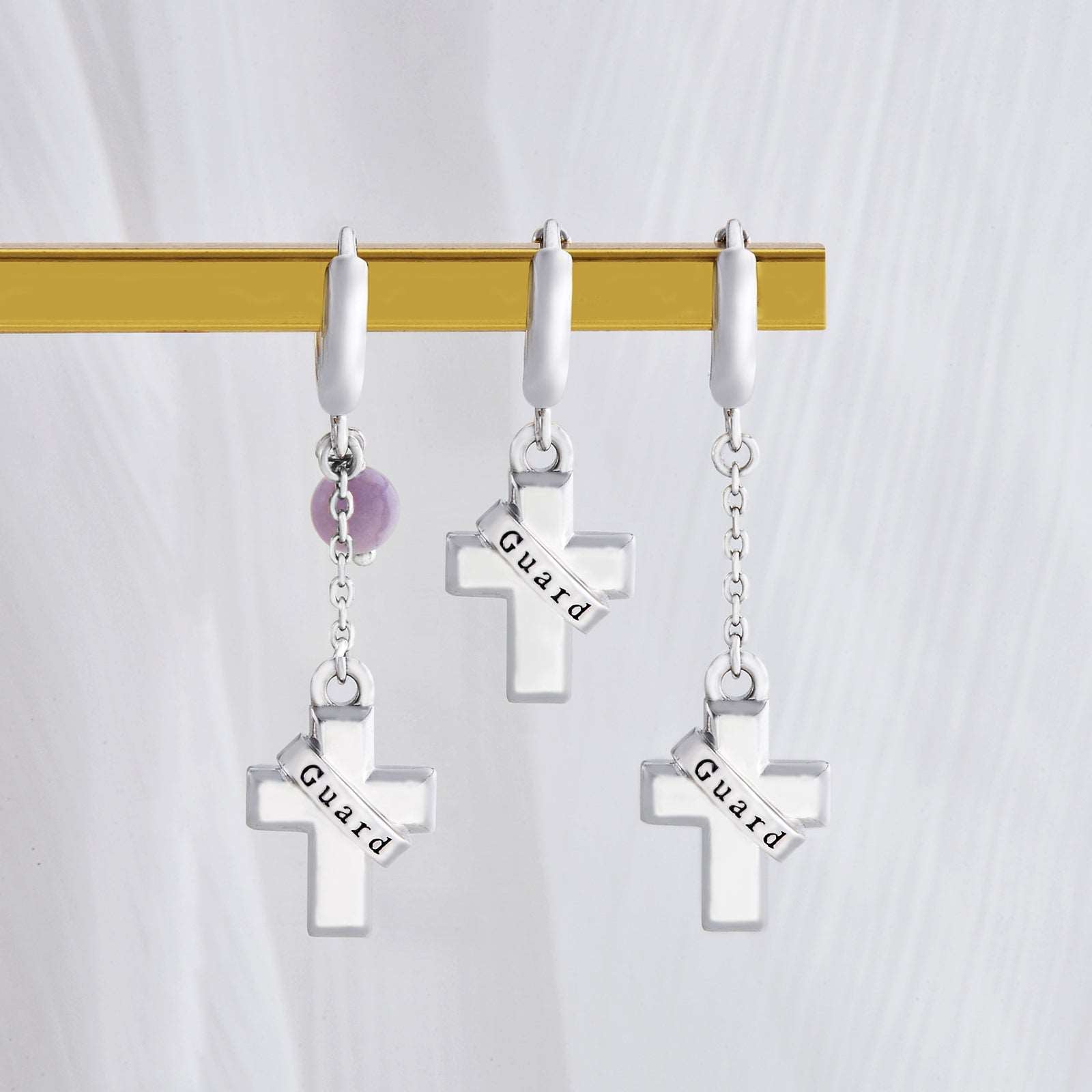 Dainty & Minimalist Cross Shaped Charm Huggie Hoop Earrings