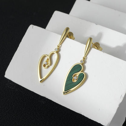 18K Gold Plated Silver Green Leaves Earring