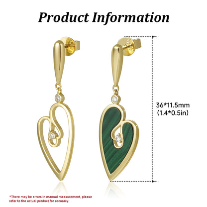 18K Gold Plated Silver Green Leaves Earring