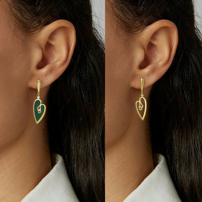 18K Gold Plated Silver Green Leaves Earring