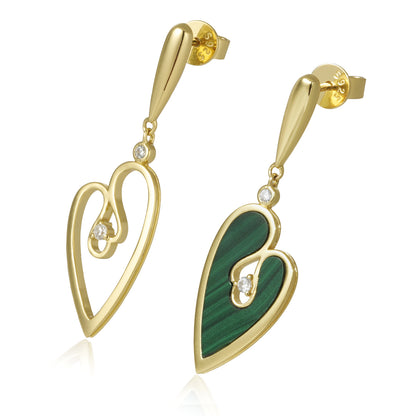 18K Gold Plated Silver Green Leaves Earring