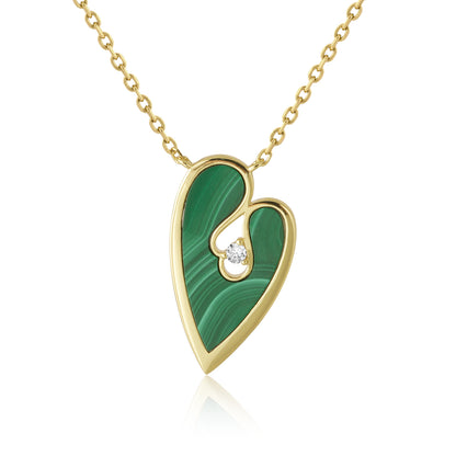 18K Gold Plated Silver Green Leaves Necklace