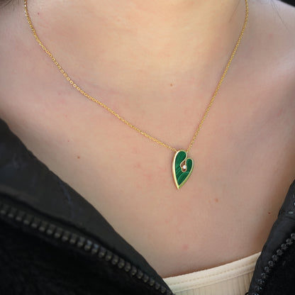 18K Gold Plated Silver Green Leaves Necklace