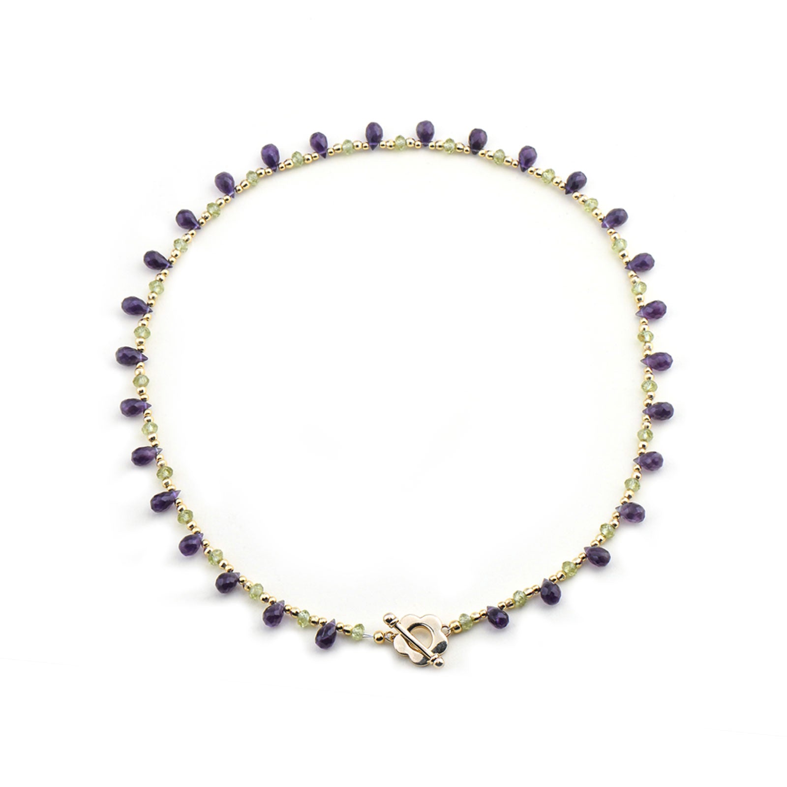 Peridot and Lilac amethyst choker teardrop gemstone beaded neckalce