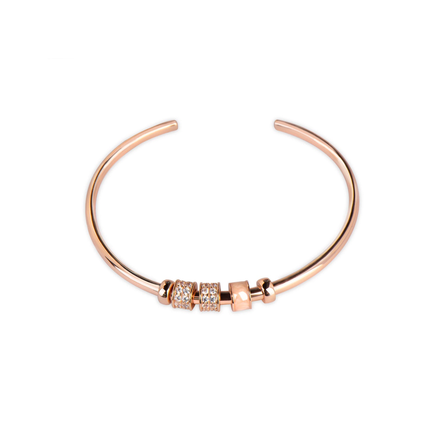 Rose Gold Plated Sliver Open Cuff Bangle Bracelet