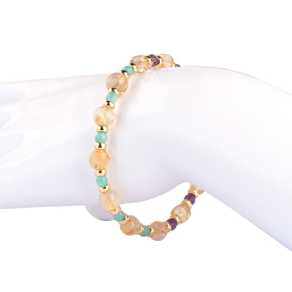 Twilight Citrine Amethyst Titanium Beads Bracelet