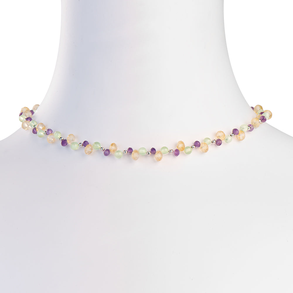 Prehnite Amethyst Citrine Chain Necklace