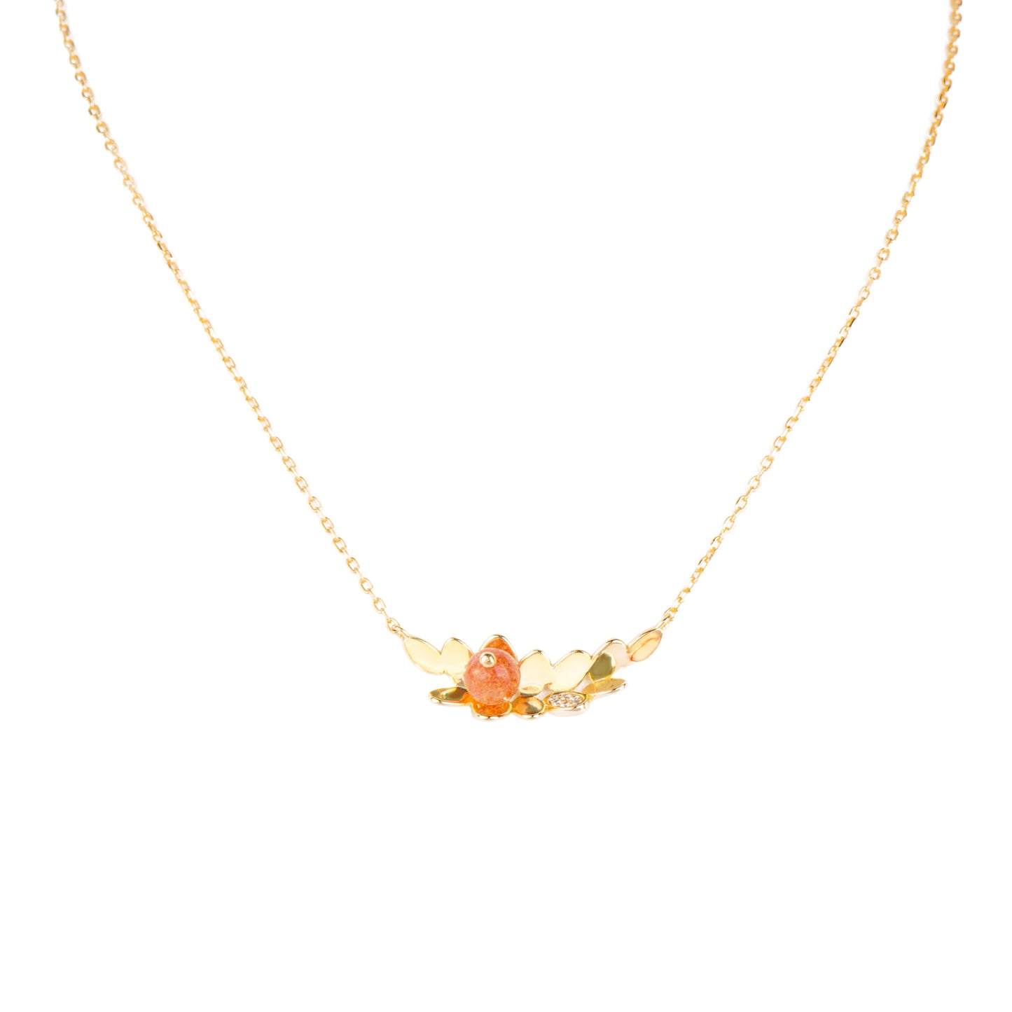 Mimosa Gold Strawberry Crystal Pendant Necklace