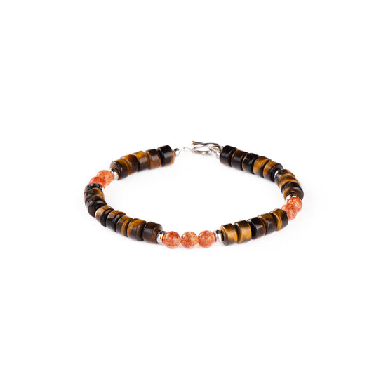 Wheel Tiger Eye Strawberry Crystal Bracelet