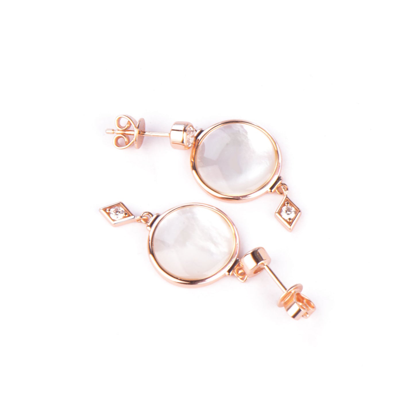 Rose Gold Plated Sliver Mother of Peal Encrusted Earring