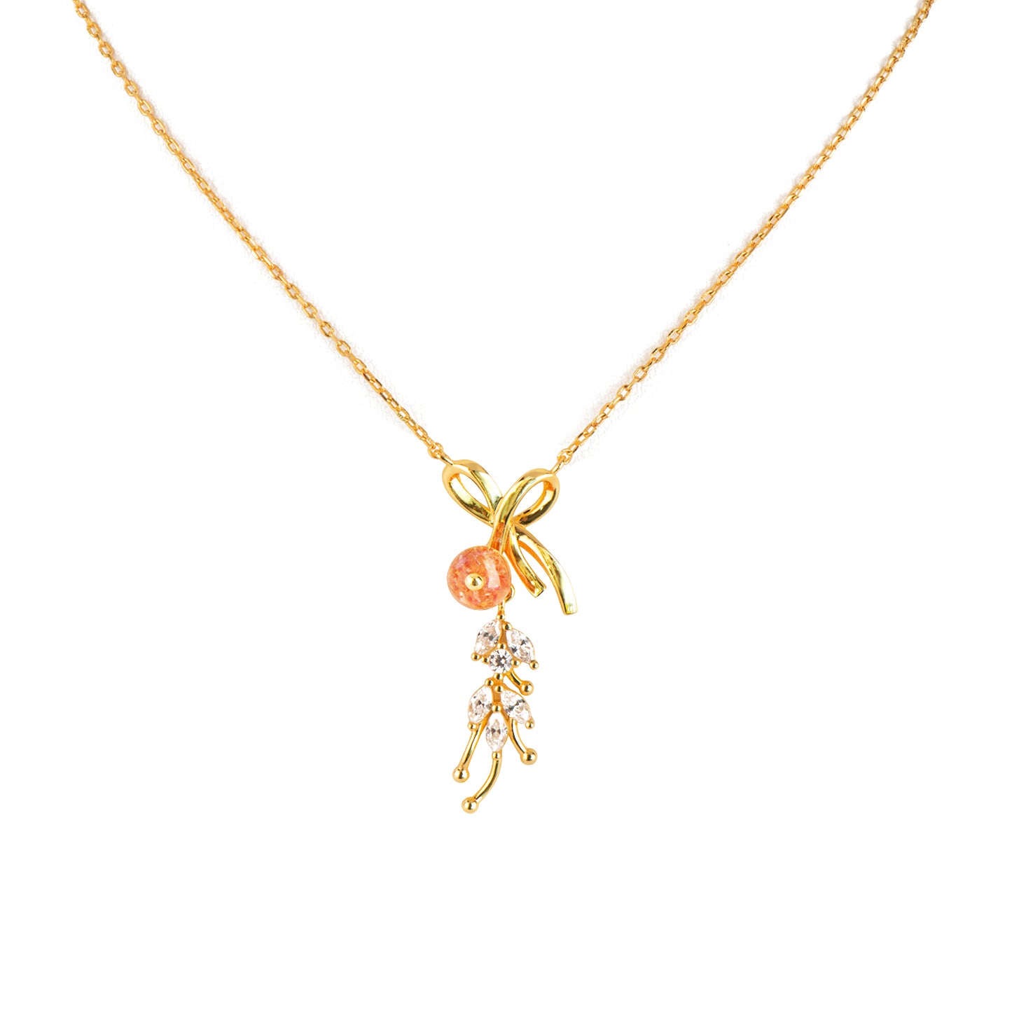 Wisteria Gold Strawberry Quartz Pendant Necklace