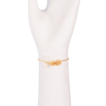 Feather 18k Gold Plated Mother Of Pearl Bracelet