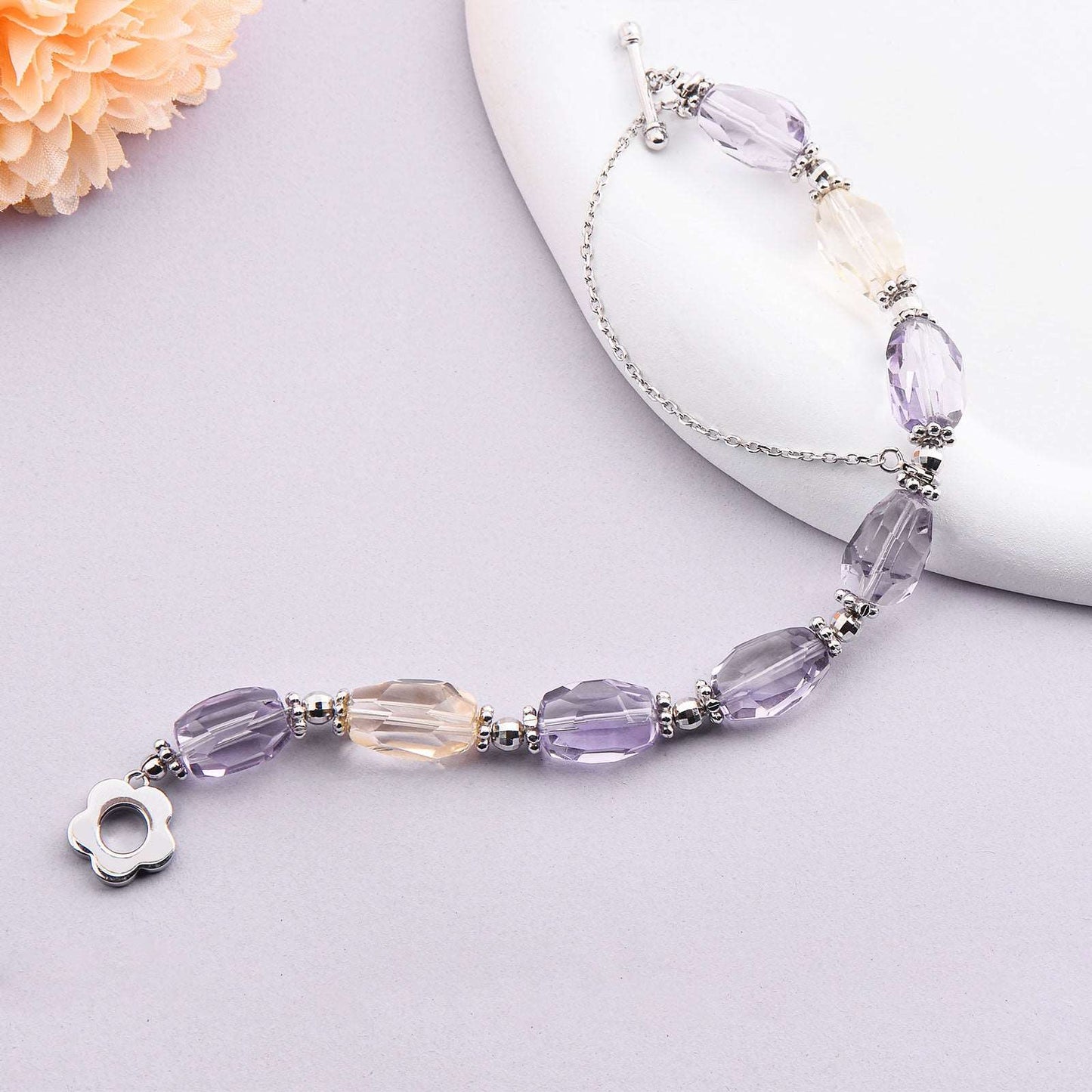 Citrine & Amethyst Bracelet, Gemstone Bracelet, Healing Stone