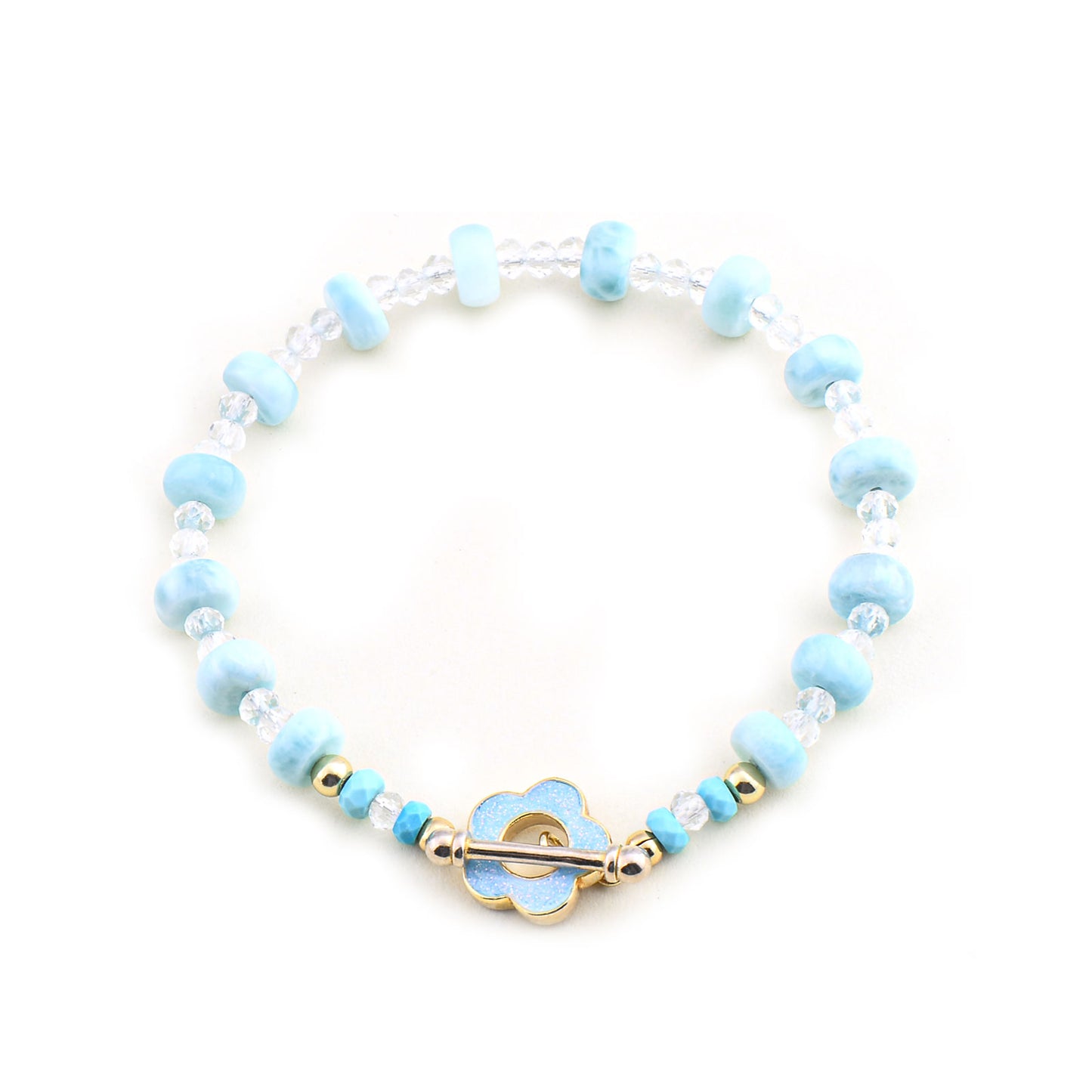 Sky Blue Quartz Bead Bracelet - Stone of Harmony and Communication