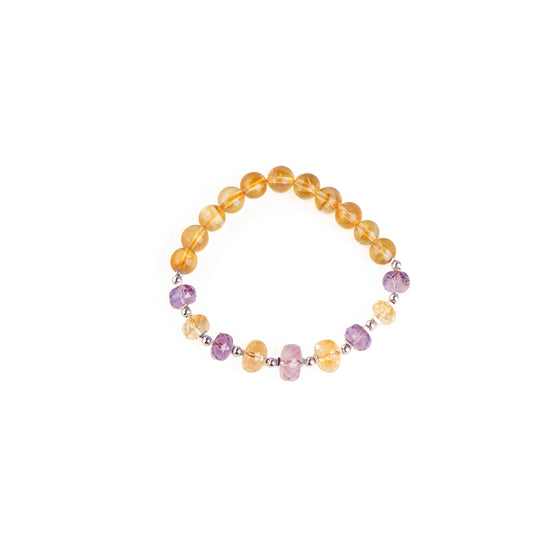 Crosscut Amethyst Citrine Beads Bracelet