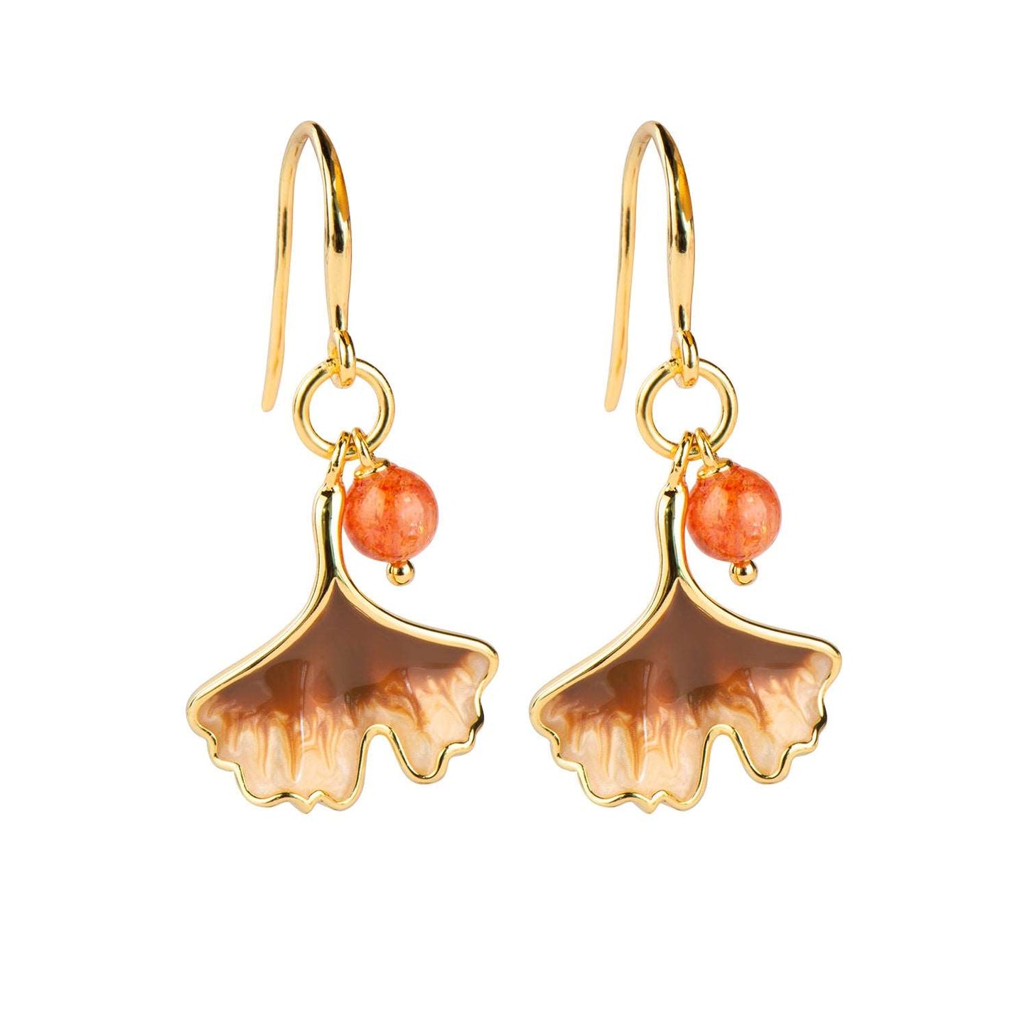 Ginkgo 18k Gold Plated Silver Golden Strawberry Quartz Earrings