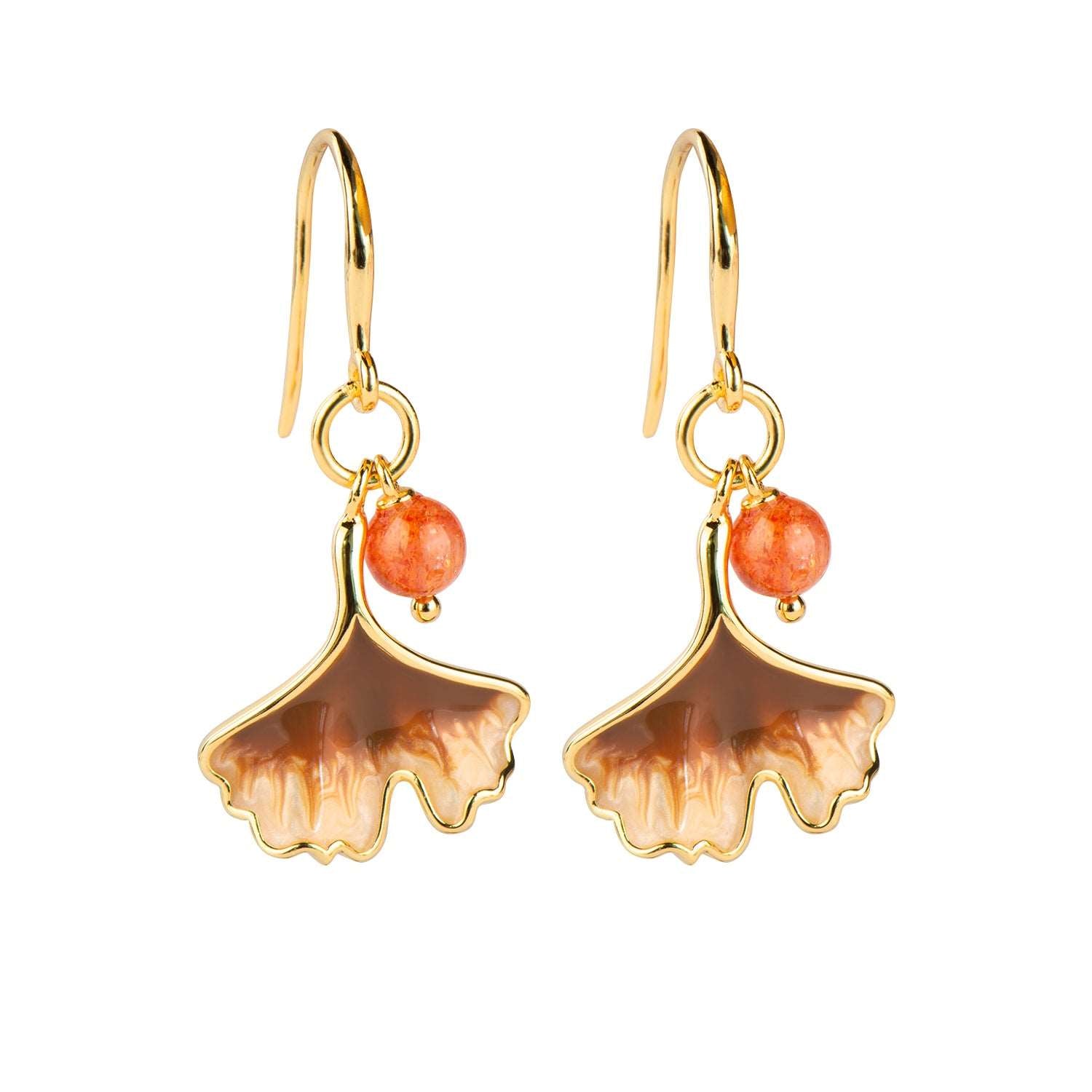 Ginkgo 18k Gold Plated Silver Golden Strawberry Quartz Earrings