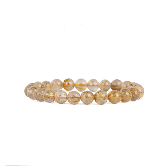 8mm Pure Gold Titanium Crystal Beads Bracelet