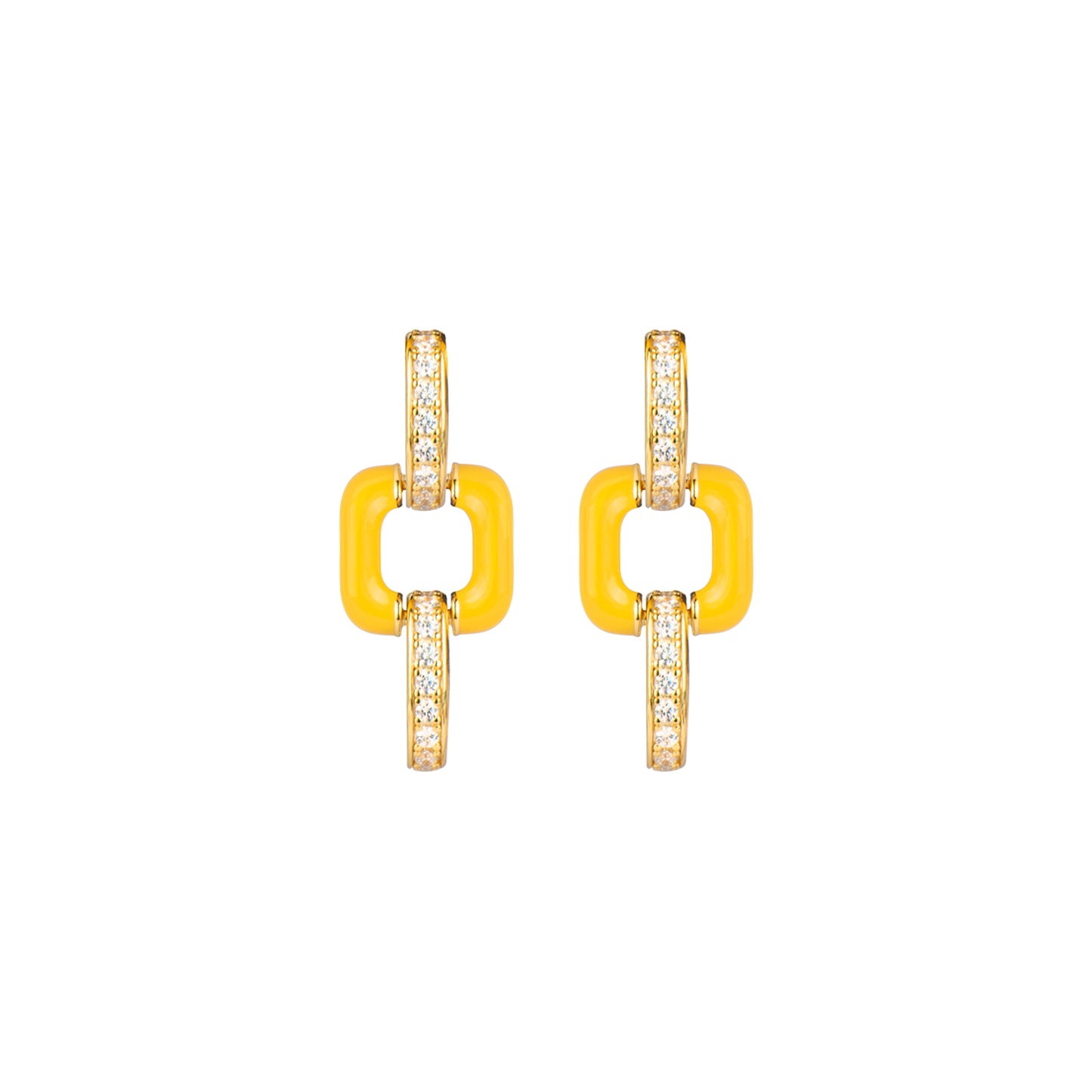 Geometric Charm: 925 Silver Plated 18k Gold Earring