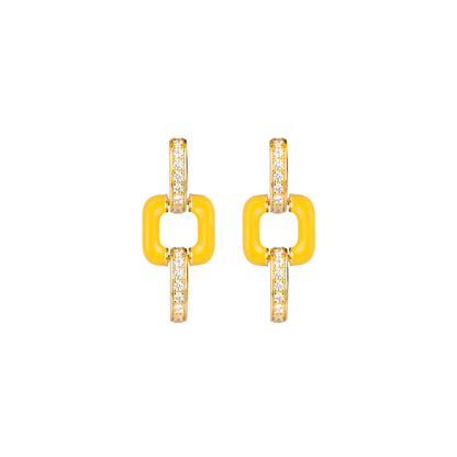 Geometric Charm: 925 Silver Plated 18k Gold Earring