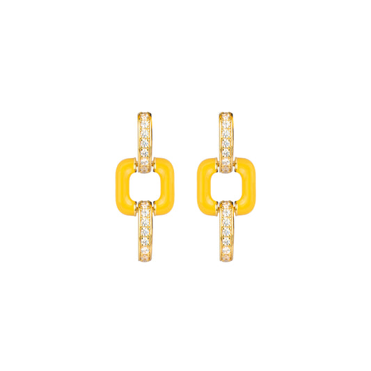 Geometric Charm: 925 Silver Plated 18k Gold Earring