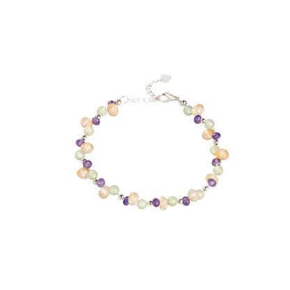 Prehnite Amethyst Citrine Chain Bracelet