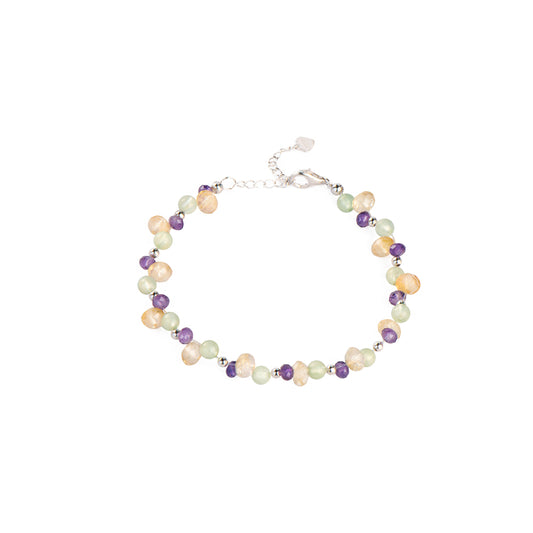 Bracelet chaîne en améthyste et citrine préhnite