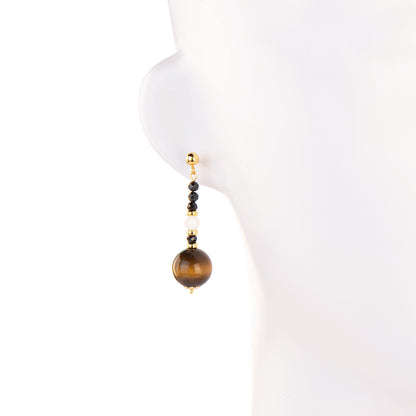 Black Spinel Moonstone Droop Earrings