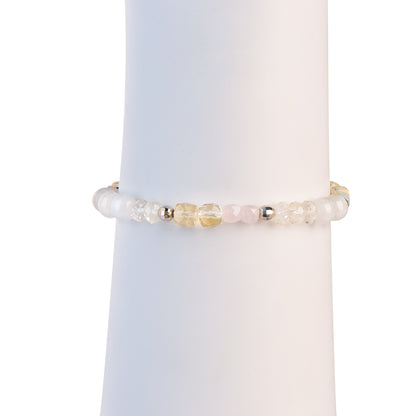 White Cat’s Eye Citrine Morganite Chain Bracelet