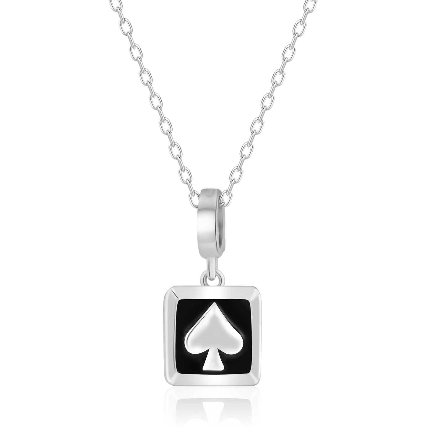 S925 Silver Poker Spade Pendant Necklace Charming Removable Pendant Jewelry Gift