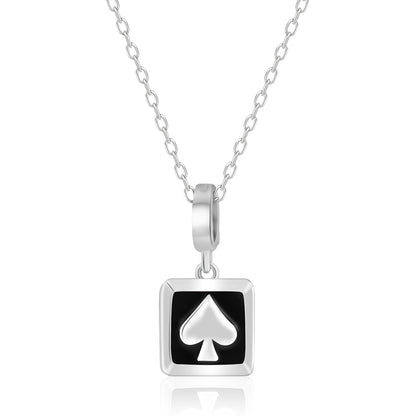 S925 Silver Poker Spade Pendant Necklace Charming Removable Pendant Jewelry Gift