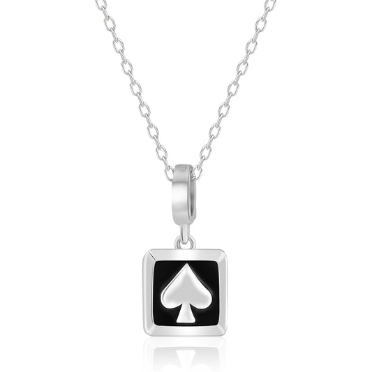 S925 Silver Poker Spade Pendant Necklace Charming Removable Pendant Jewelry Gift