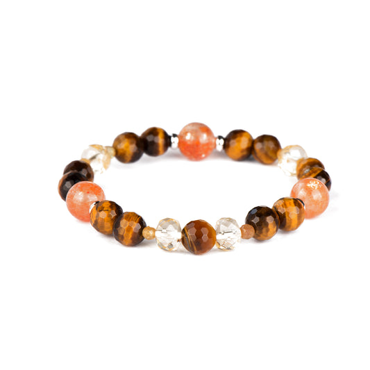 Yellow Tourmaline Tiger  Eye Beaded Bracelet