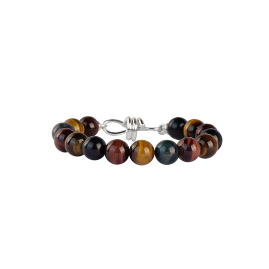 10mm Striking Tiger Eye Stylish Clasp Beads Bracelet